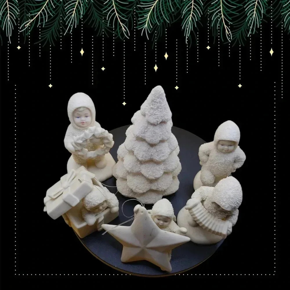 Department 56 snowbabies lot of 6 christmas figurines beige color